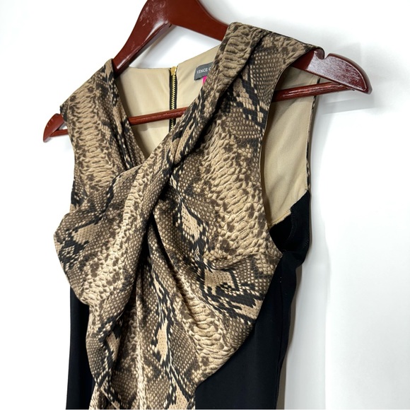 Vince Camuto Python Print Sleeveless Twist Front Fitted Career Dressy Blouse - Picture 5 of 16